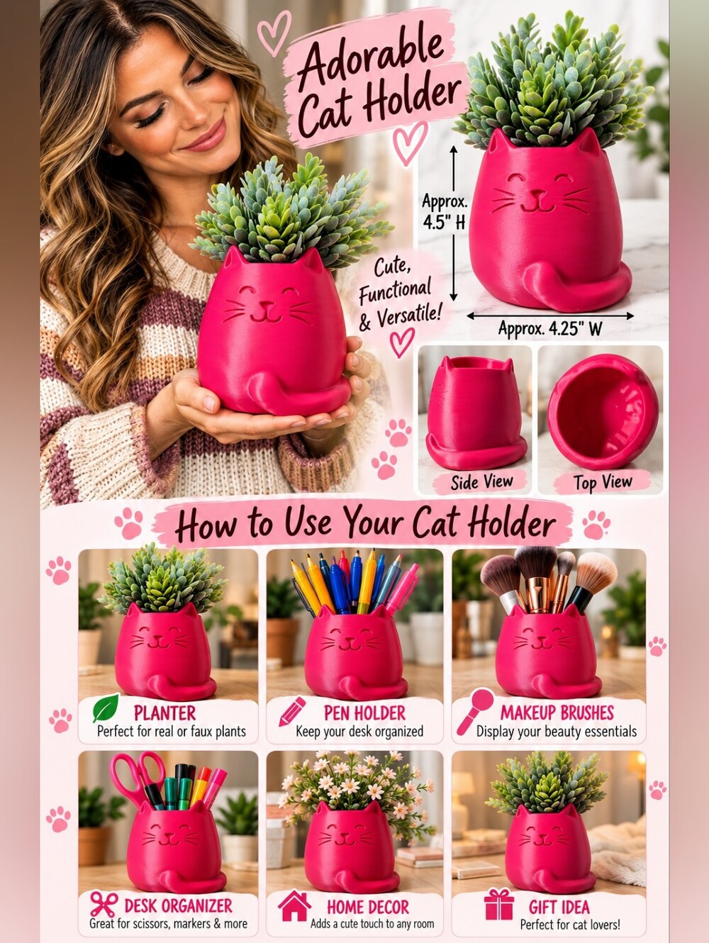Pink Cat Multifunctional Pet-Themed Cup